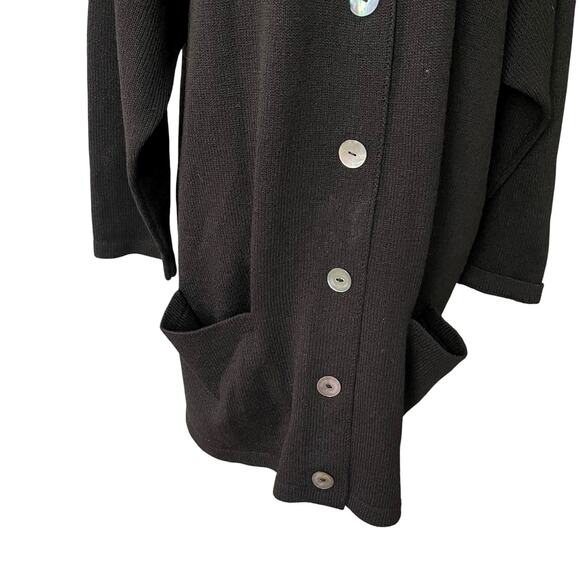 Helen Hsu NY Plus 1x Cardigan Vneck Sweater Button Front Ribbed Black - Picture 6 of 9